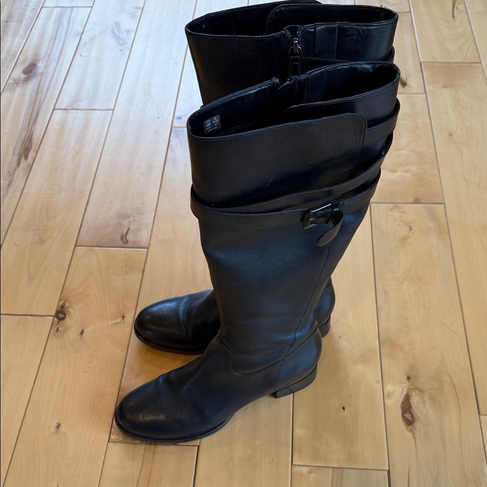 Ecco Classic Tall Black Leather Riding Boots